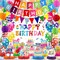 Birthday Decorations Kit, Birthday Party Banner, Honeycomb Balls, Metallic Hanging Swirls, Circle Garland, Colorful Birthday Decorations